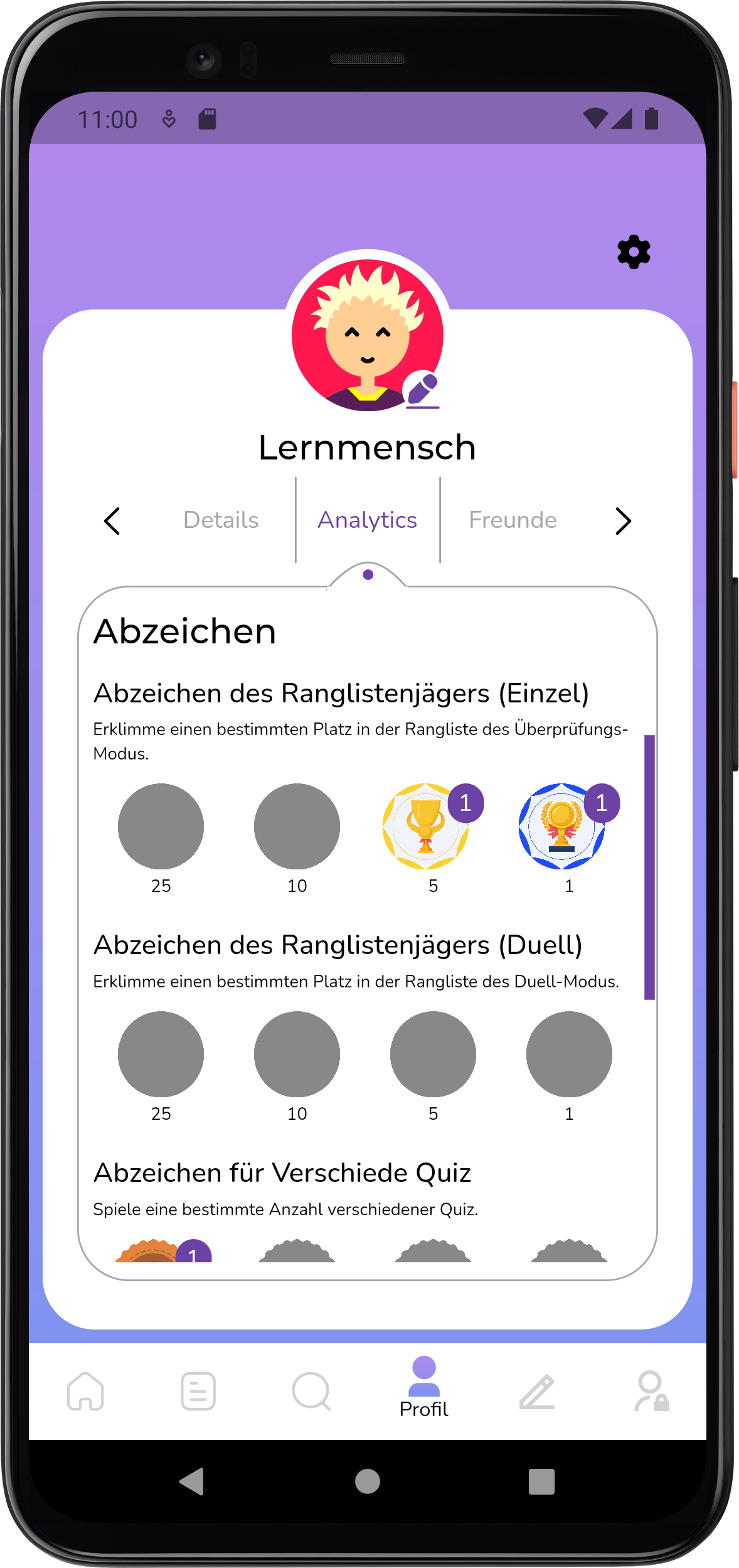 Abzeichen in der Profilansicht